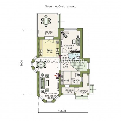 Проекты домов Альфаплан - «Митридат» -  коттедж в средиземноморском стиле - превью плана проекта №1