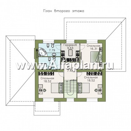 Проекты домов Альфаплан - «Земляничная поляна» - двухэтажный коттедж с гаражом и верандой - превью плана проекта №2
