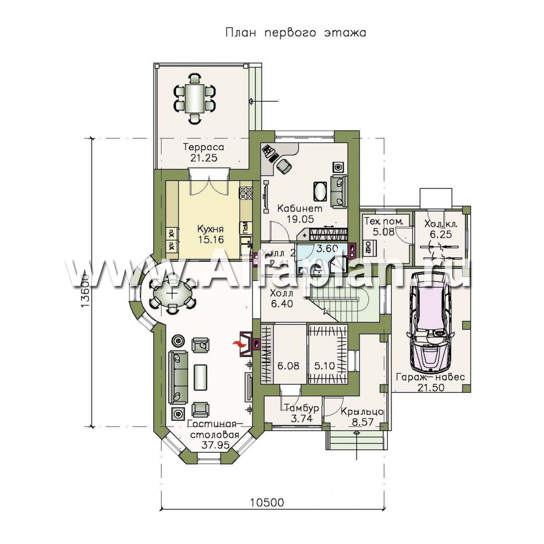Проекты домов Альфаплан - «Митридат»- коттедж в средиземноморском стиле - план проекта №1