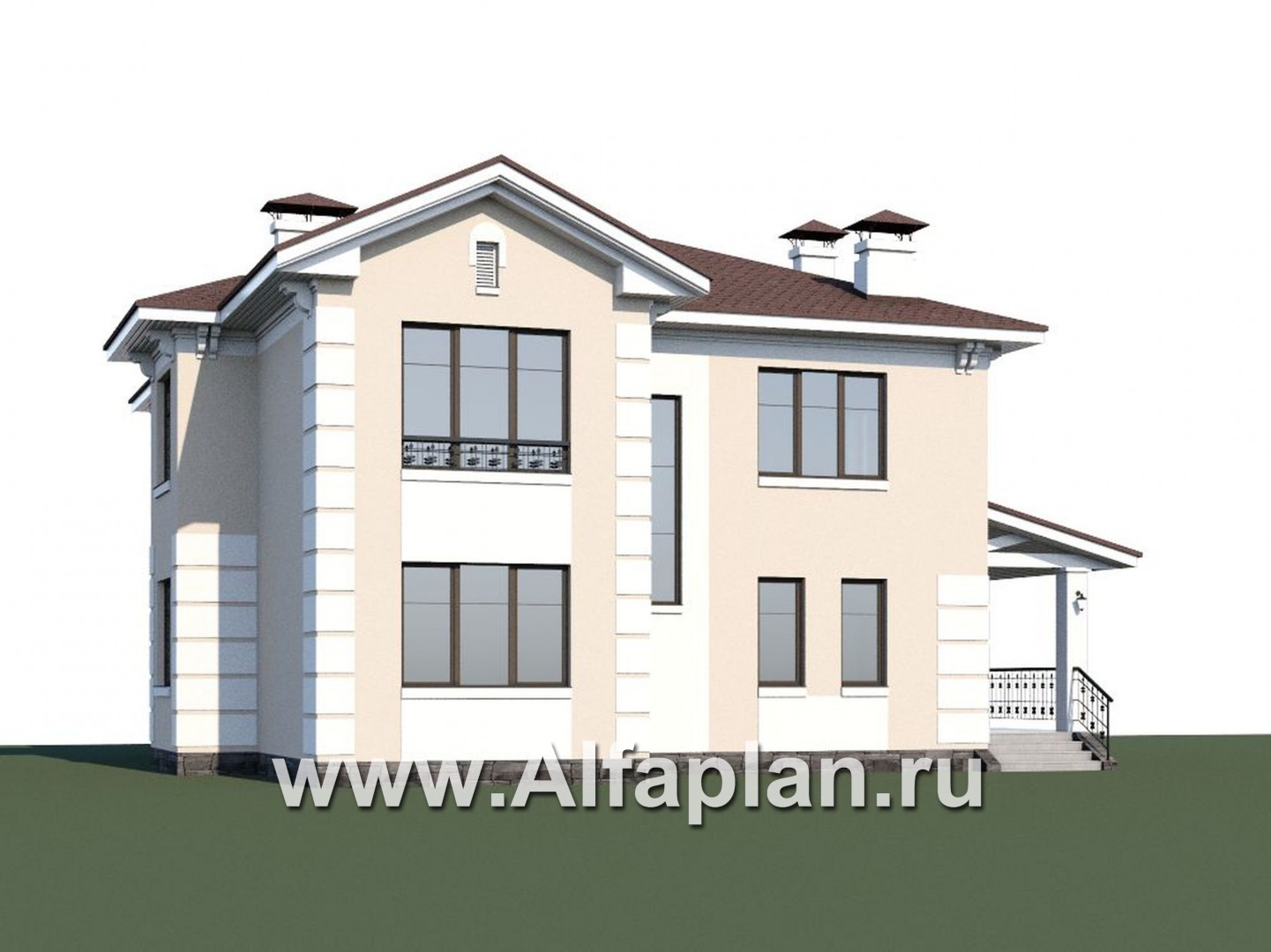 Проекты домов Альфаплан - «Галатея» - проект двухэтажного дома с эркером и с остекленной верандой, в стиле эклектика - дополнительное изображение №1