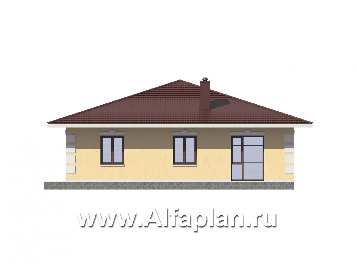 Проекты домов Альфаплан - Одноэтажный дом с удобной планировкой - изображение фасада №3
