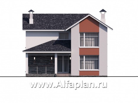 Проекты домов Альфаплан - Проект стильного компактного дома - превью фасада №2