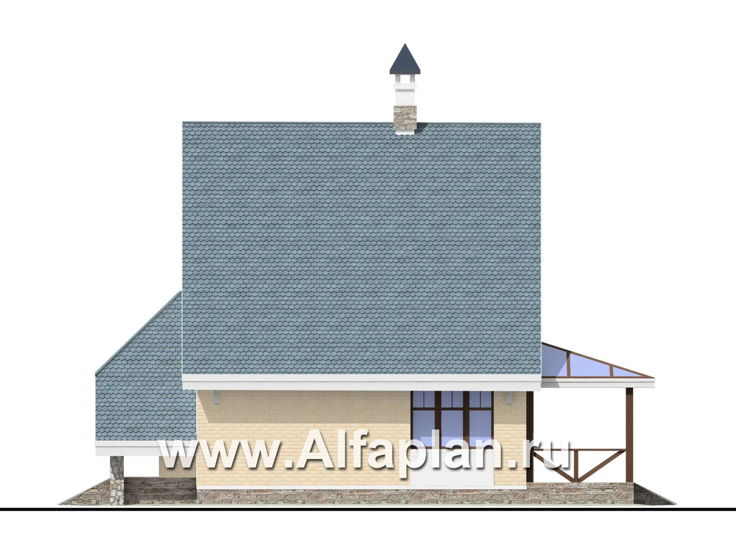 Проекты домов Альфаплан - «Шесть соток» - дом для маленького участка - изображение фасада №2