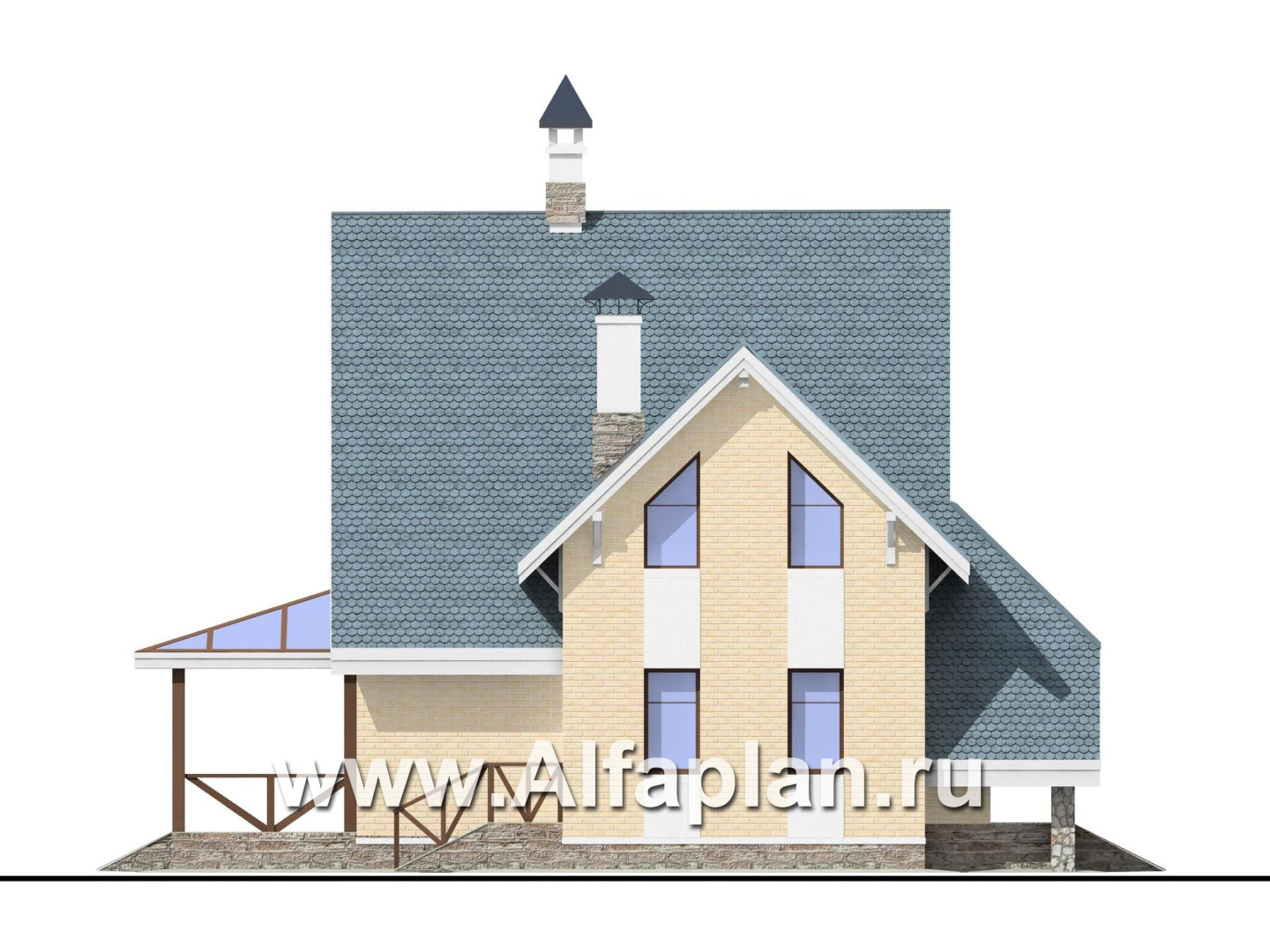 Проекты домов Альфаплан - «Шесть соток» - дом для маленького участка - изображение фасада №3