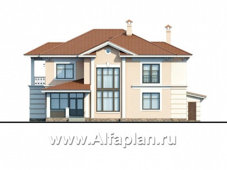 Проекты домов Альфаплан - «Первый класс» - современная классическая вилла - превью фасада №4