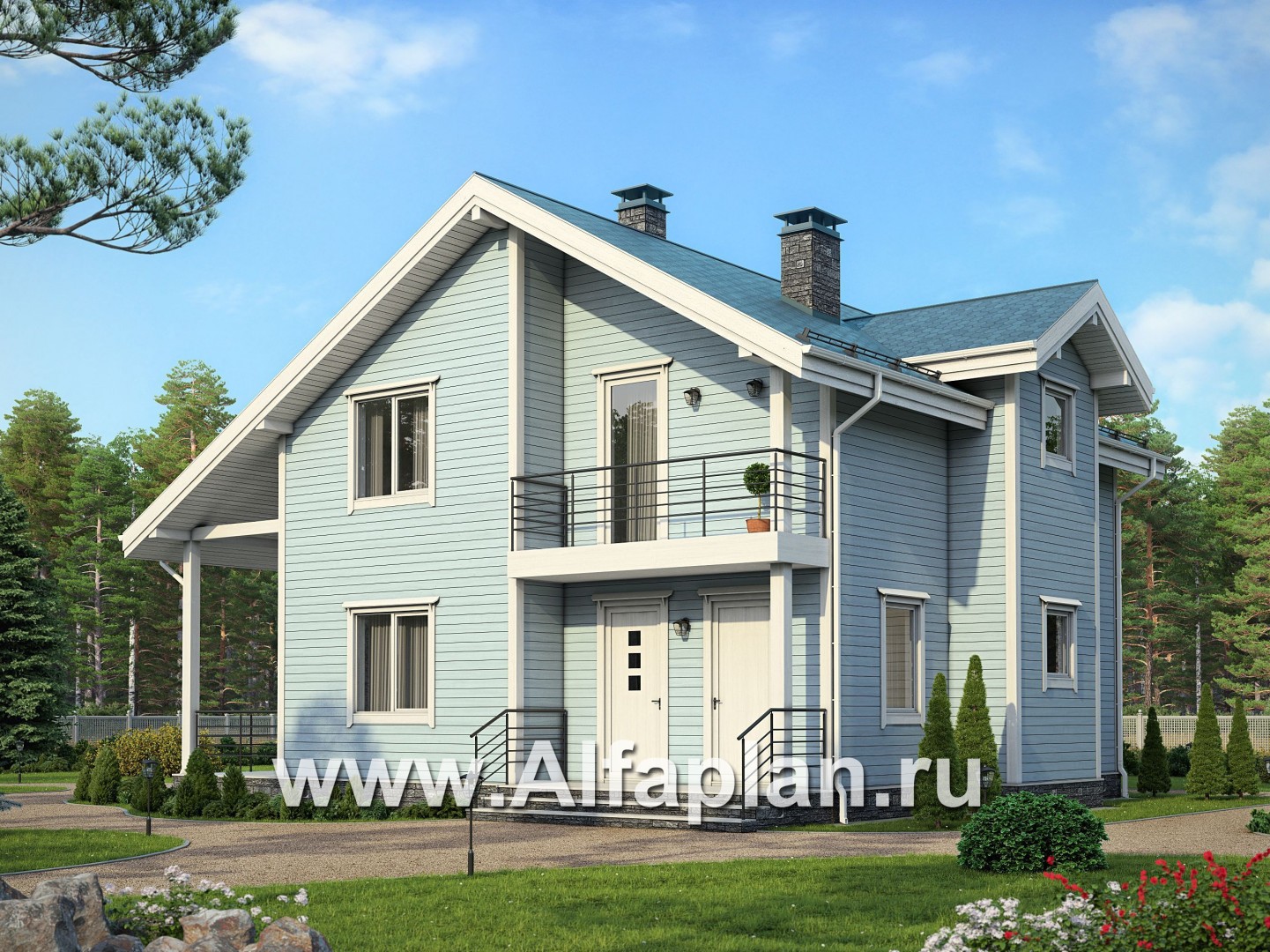 Проекты домов Альфаплан - Каркасный дом с комфортной планировкой - дополнительное изображение №1