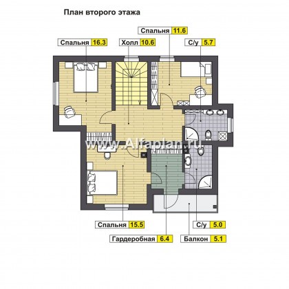 Проекты домов Альфаплан - Каркасный дом с комфортной планировкой - превью плана проекта №2