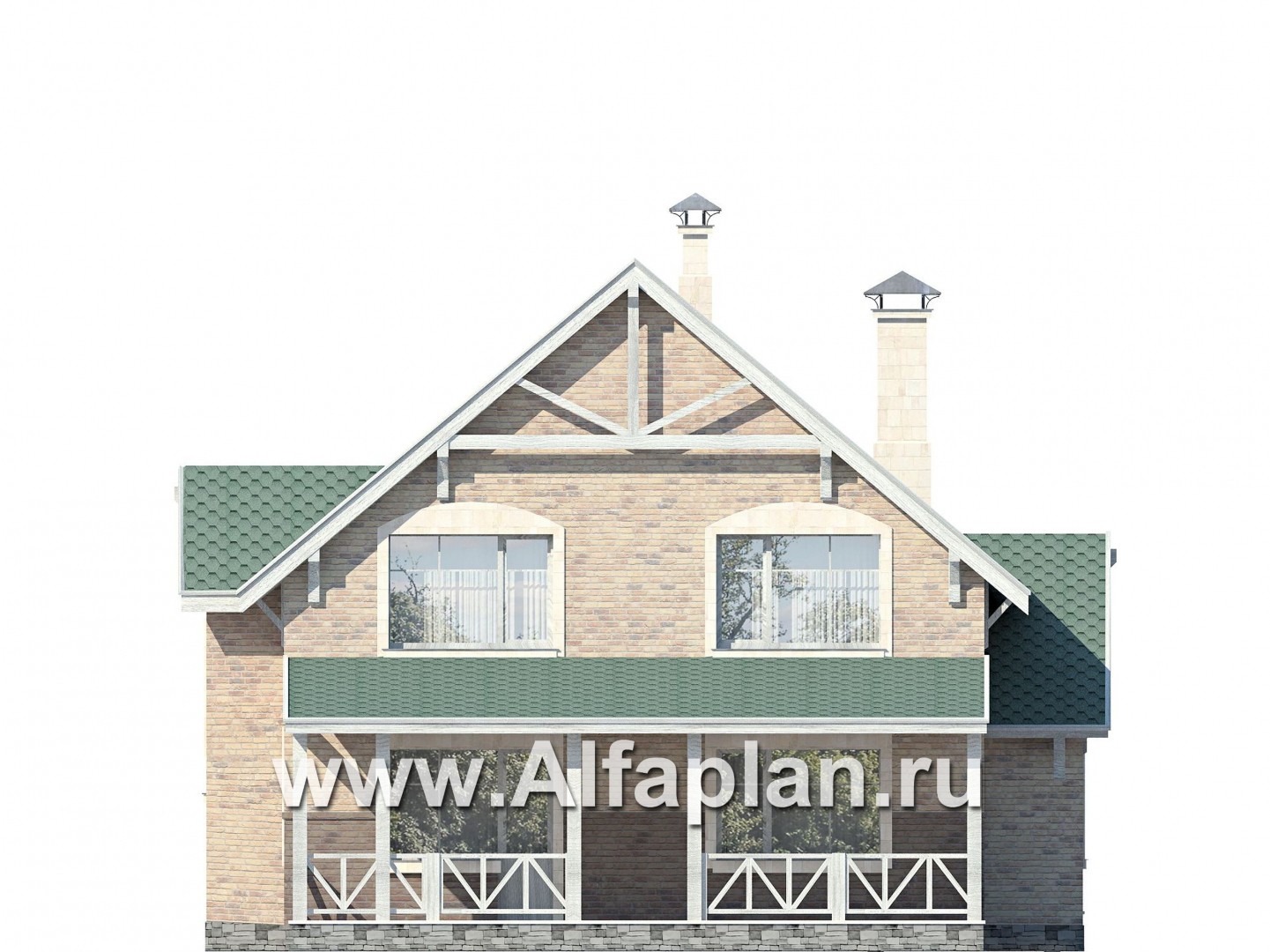 Проекты домов Альфаплан - «Новая пристань» - дом из газобетона для удобной загородной жизни - изображение фасада №4