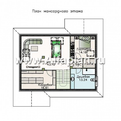 Проекты домов Альфаплан - «Айвенго»- двуxэтажный особняк с мансардой и навесом для машин - превью плана проекта №3