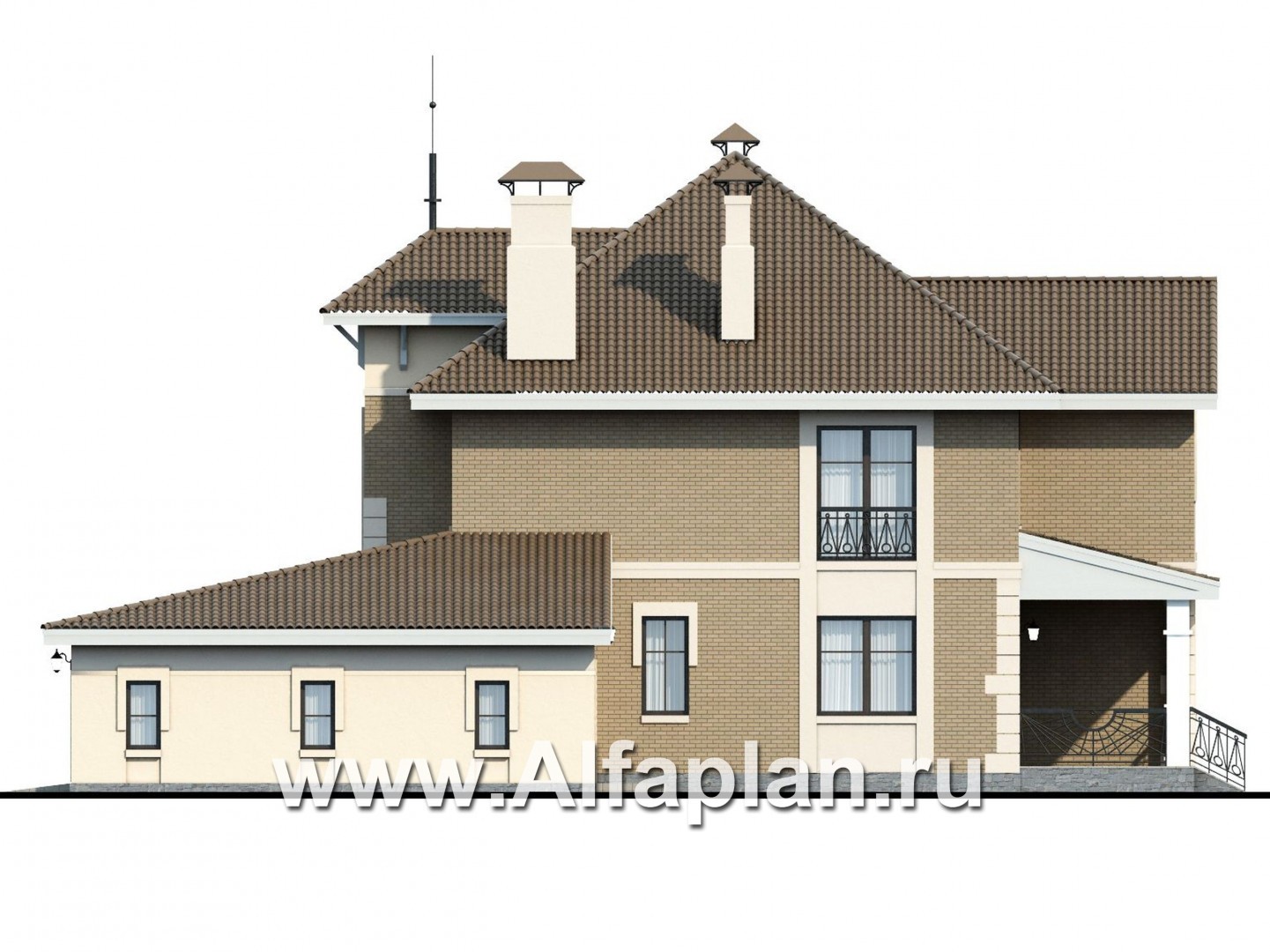 Проекты домов Альфаплан - «Феникс» - двухэтажный коттедж с компактным планом - изображение фасада №2
