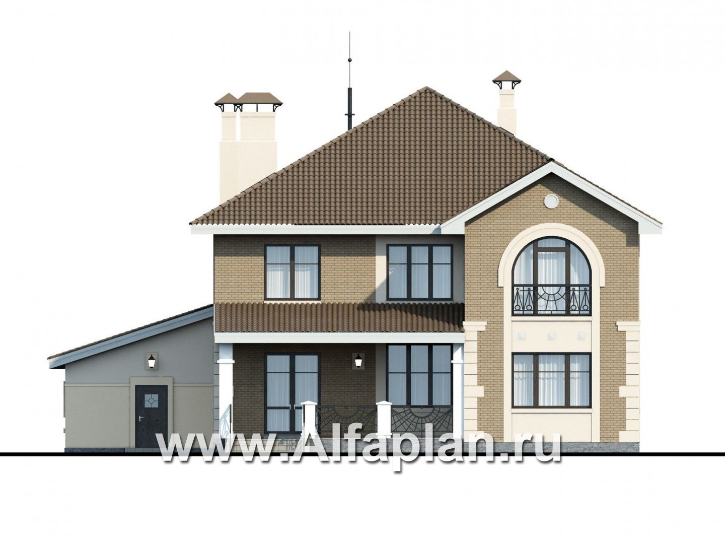 Проекты домов Альфаплан - «Феникс» - двухэтажный коттедж с компактным планом - изображение фасада №4