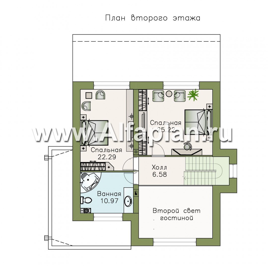 Проекты домов Альфаплан - «Пристань» - проект дома с плоской эксплуатируемой кровлей - изображение плана проекта №2