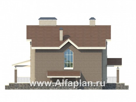 Проекты домов Альфаплан - Ккирпичный особняк с цокольным этажом - превью фасада №2