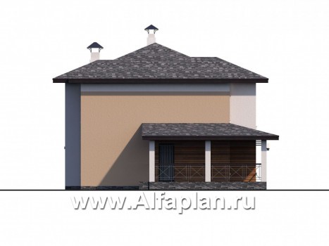 Проекты домов Альфаплан - «Стимул» - рациональный загородный дом с навесом для машины - превью фасада №3