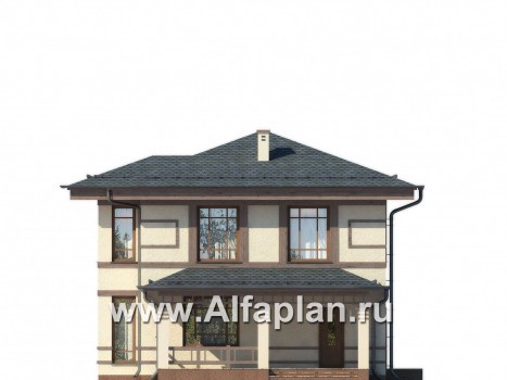 Проекты домов Альфаплан - Двухэтажный дом в восточном стиле - превью фасада №1