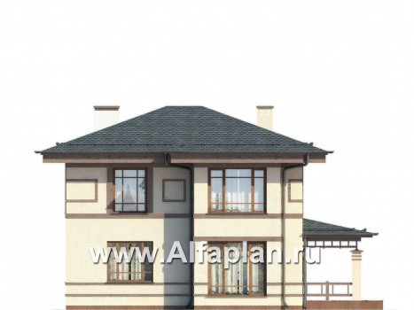 Проекты домов Альфаплан - Двухэтажный дом в восточном стиле - превью фасада №2