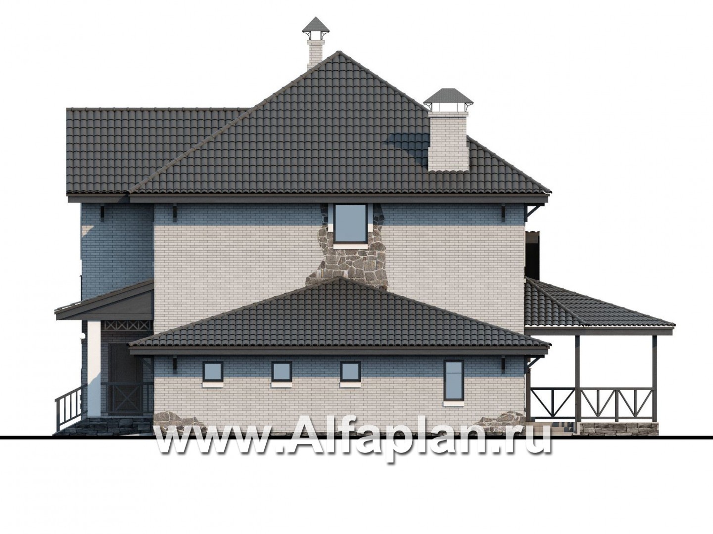 Проекты домов Альфаплан - «Фабула» - классический коттедж с гаражом и бильярдной - изображение фасада №2