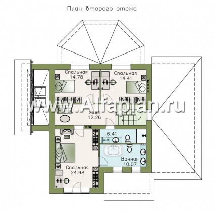 Проекты домов Альфаплан - «Фабула» - классический коттедж с гаражом и бильярдной - превью плана проекта №2