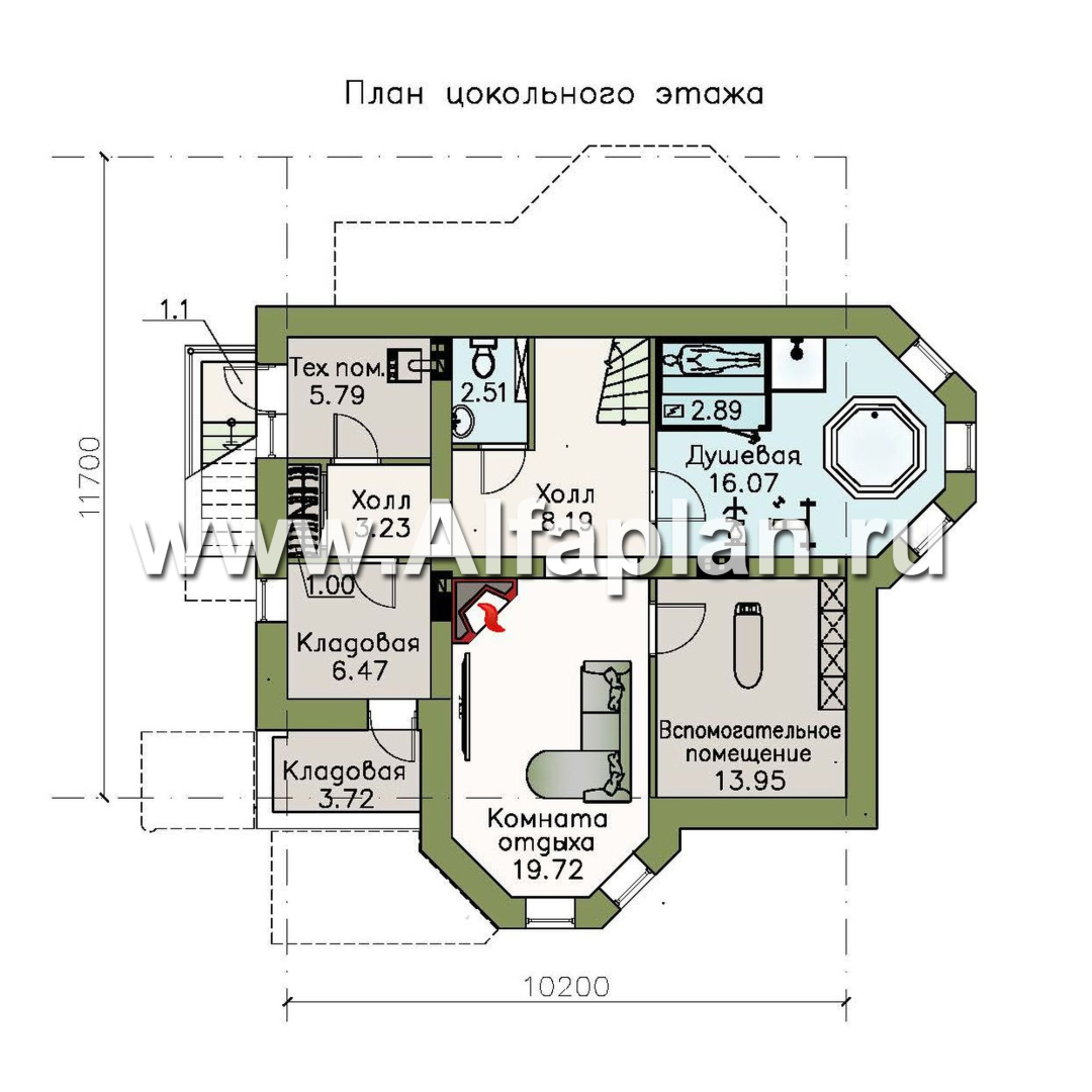 Проекты домов Альфаплан - «Успех Плюс» — удобный коттедж с цокольным этажом - план проекта №1