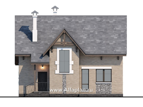 Проекты домов Альфаплан - Коттедж из кирпича «Семейное гнездо» с комфортной современной планировкой - превью фасада №4