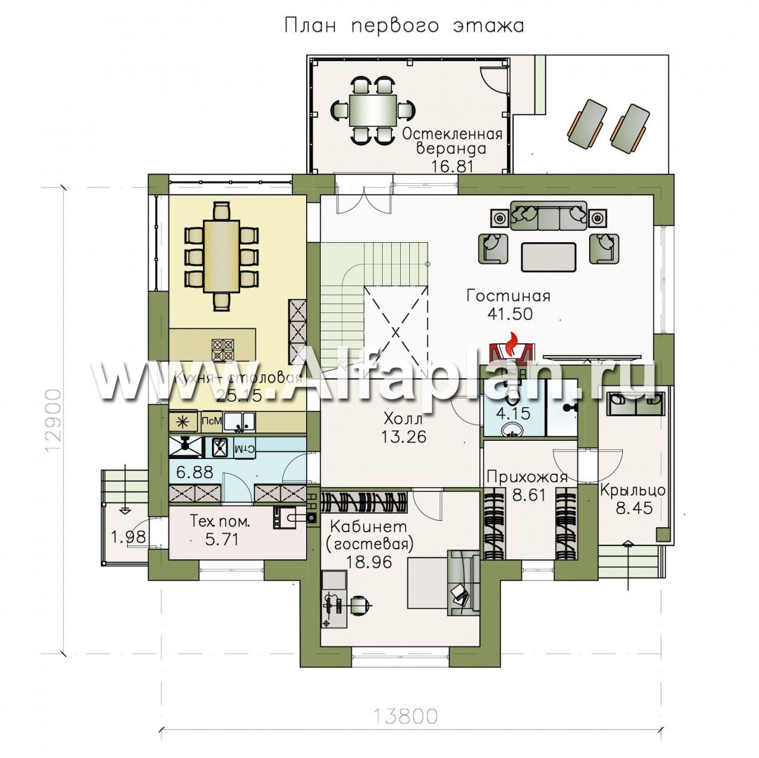 Проекты домов Альфаплан - «Диадема» - респектабельный коттедж в классическом стиле - план проекта №1