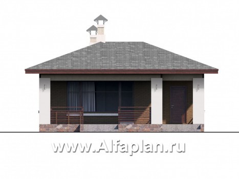 Проекты домов Альфаплан - Баня с небольшим бассейном и террасой - превью фасада №1