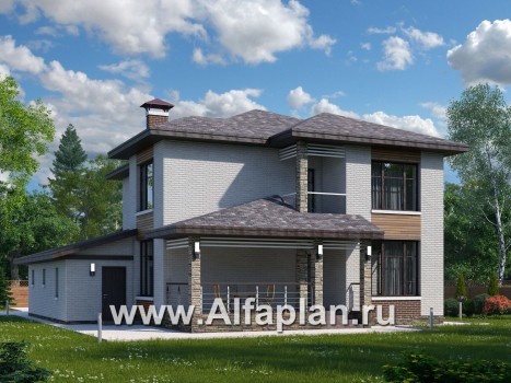 Проекты домов Альфаплан - «Эридан» - современный стильный дом с террасой и гаражом - превью дополнительного изображения №1