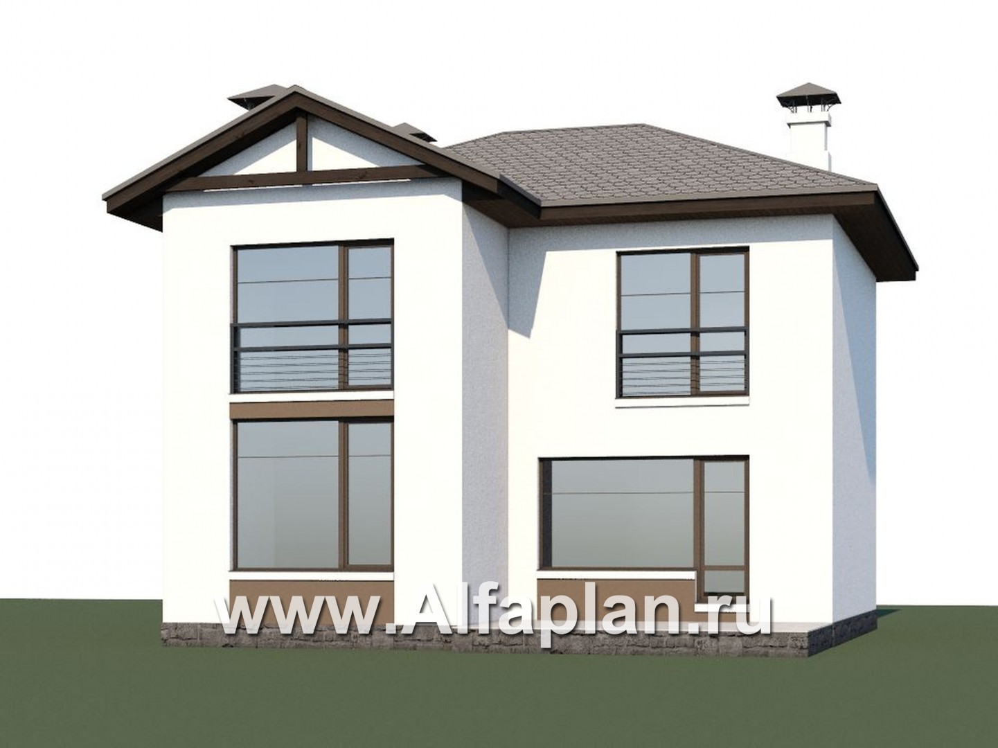 Проекты домов Альфаплан - «Панорама» - проект простого двухэтажного дома из газобетона, в современном стиле - дополнительное изображение №1