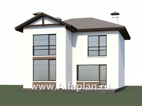 Проекты домов Альфаплан - «Панорама» - проект простого двухэтажного дома из газобетона, в современном стиле - превью дополнительного изображения №1