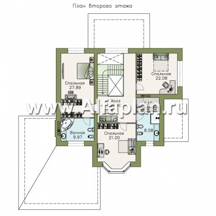 Проекты домов Альфаплан - «Диадема»- респектабельный коттедж с большим гаражом - превью плана проекта №2
