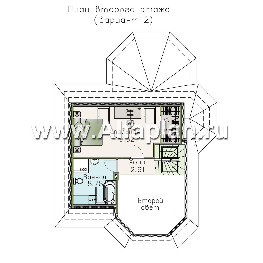 Проекты домов Альфаплан - «Душечка» - небольшой дом с мансардой - план проекта №3