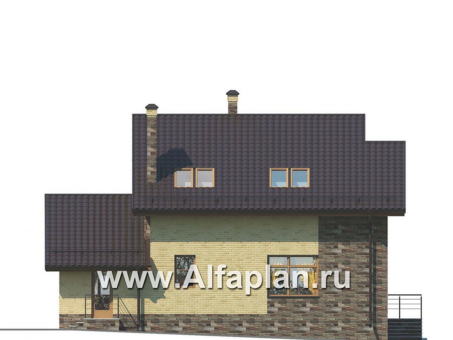 Проекты домов Альфаплан - Современный и рациональный двуxэтажный коттедж - изображение фасада №4