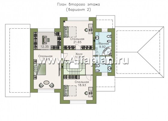 Проекты домов Альфаплан - «Патриций» - коттедж с большой верандой и террасой - превью плана проекта №3