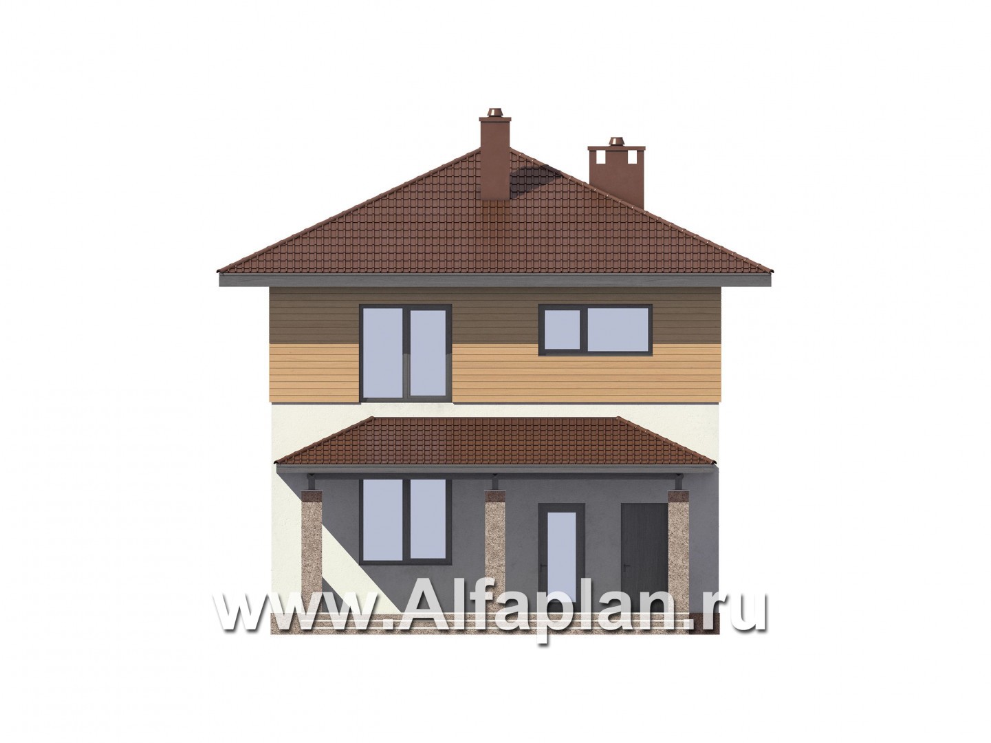 Проекты домов Альфаплан - Двухэтажный экономичный и компактный дом - изображение фасада №1
