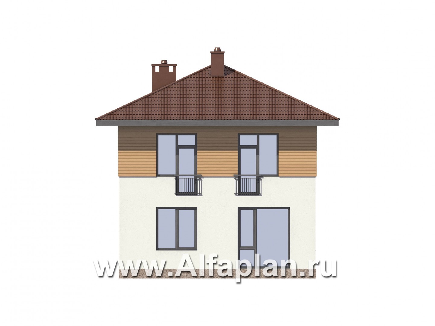 Проекты домов Альфаплан - Двухэтажный экономичный и компактный дом - изображение фасада №3