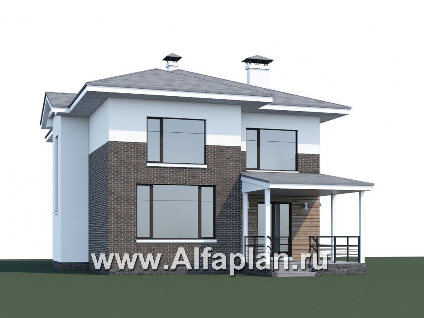 Проекты домов Альфаплан - «Сектор счастья» - стильный и компактный дом для большой семьи - дополнительное изображение №1
