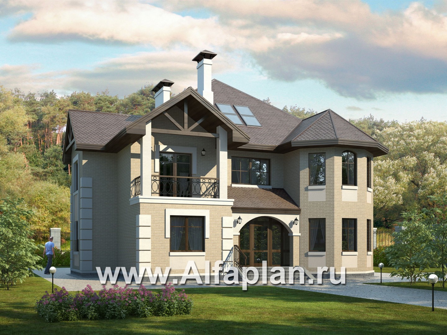 Проекты домов Альфаплан - «Воронцов»- респектабельный коттедж с комфортной планировкой - основное изображение