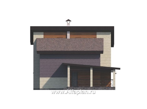 Проекты домов Альфаплан - 792В - «Стимул» - проект стильного двухэтажного дома с гаражом-навесом - превью фасада №3