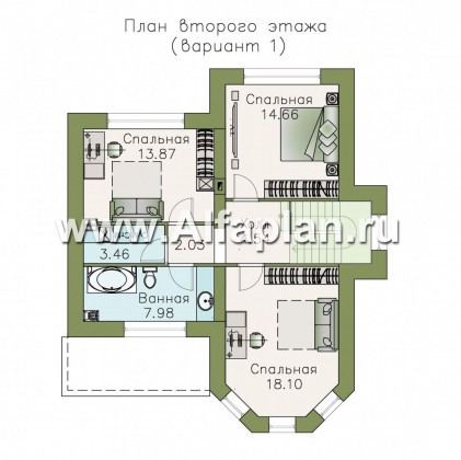 Проекты домов Альфаплан - «Веста» - небольшой удобный дом - превью плана проекта №2
