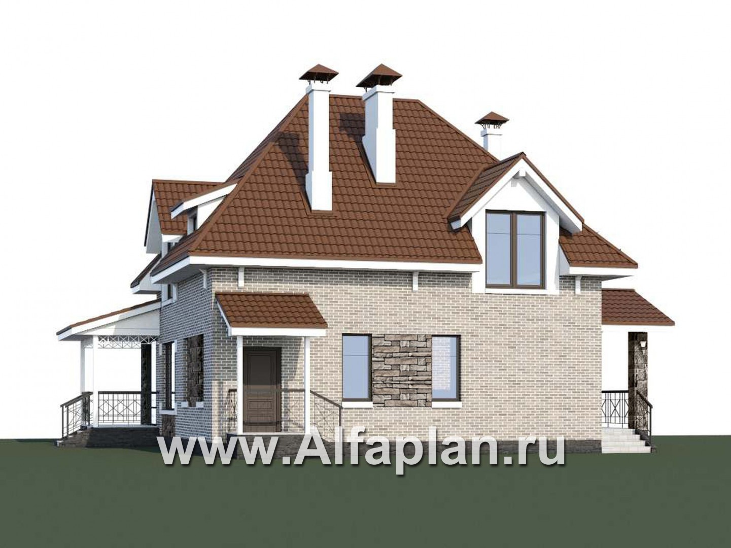 Проекты домов Альфаплан - «Галант» - небольшой мансардный дом с удобной верандой - дополнительное изображение №1