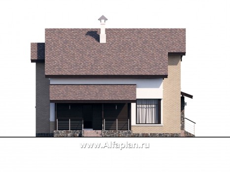 «Клипер» - проект дома с мансардой, планировка 5 спален, двускатная крыша в стиле шале, с гаражом - превью фасада дома