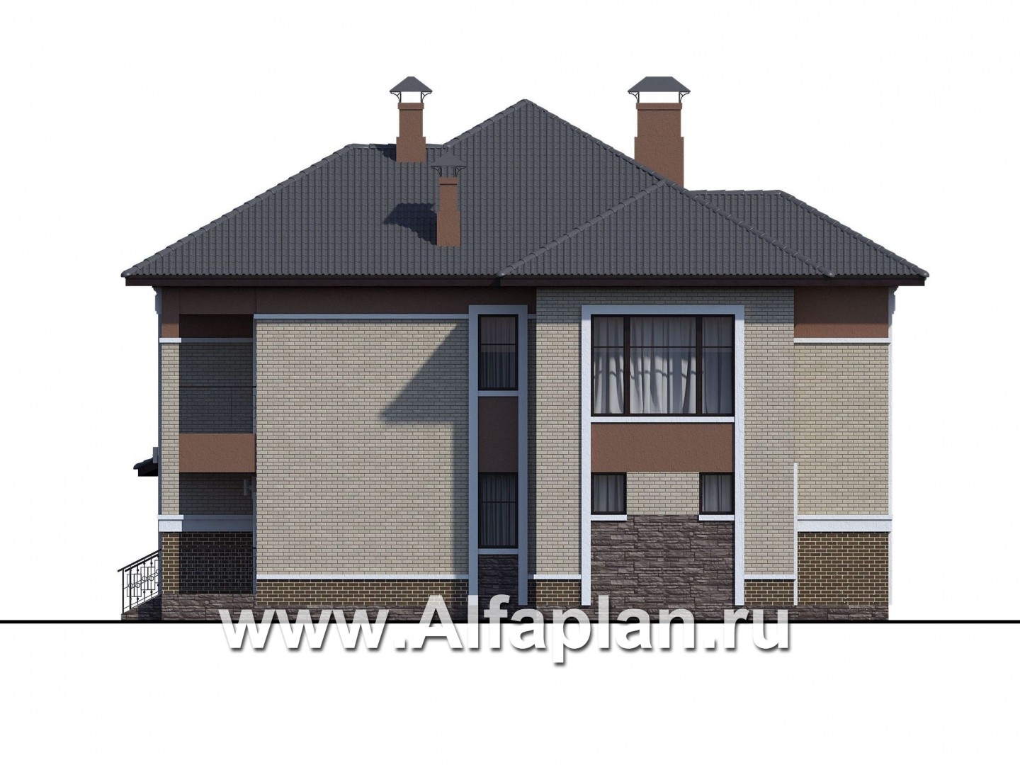 Проекты домов Альфаплан - «Тибр» — респектабельный двухэтажный особняк - изображение фасада №2