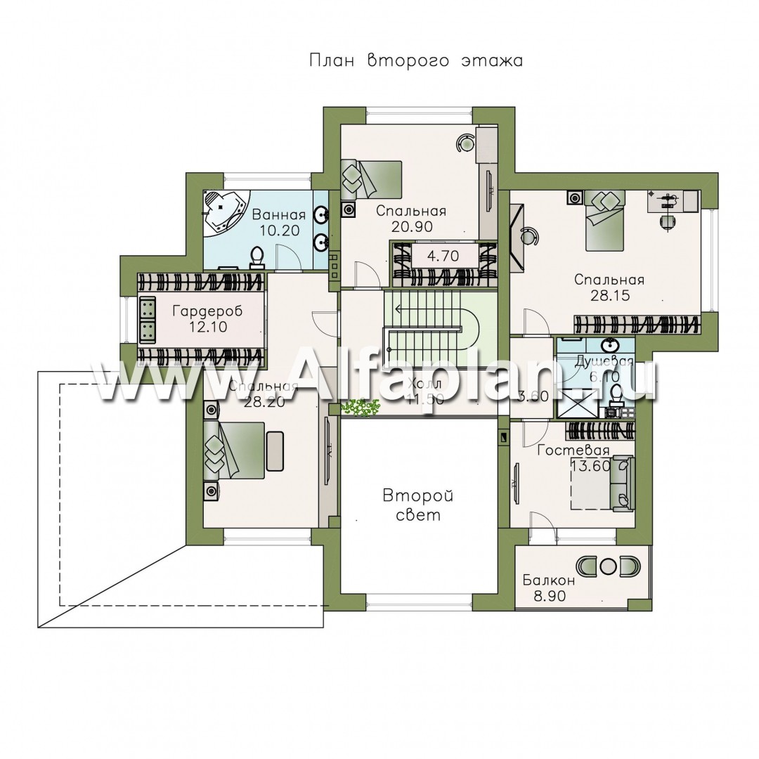 Проекты домов Альфаплан - «Тибр» — респектабельный двухэтажный особняк - изображение плана проекта №2