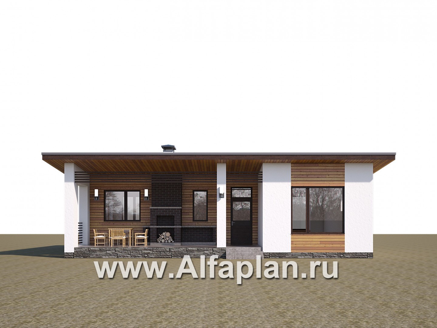 Проекты домов Альфаплан - «Бета» - каркасный дом с односкатной кровлей - дополнительное изображение №1