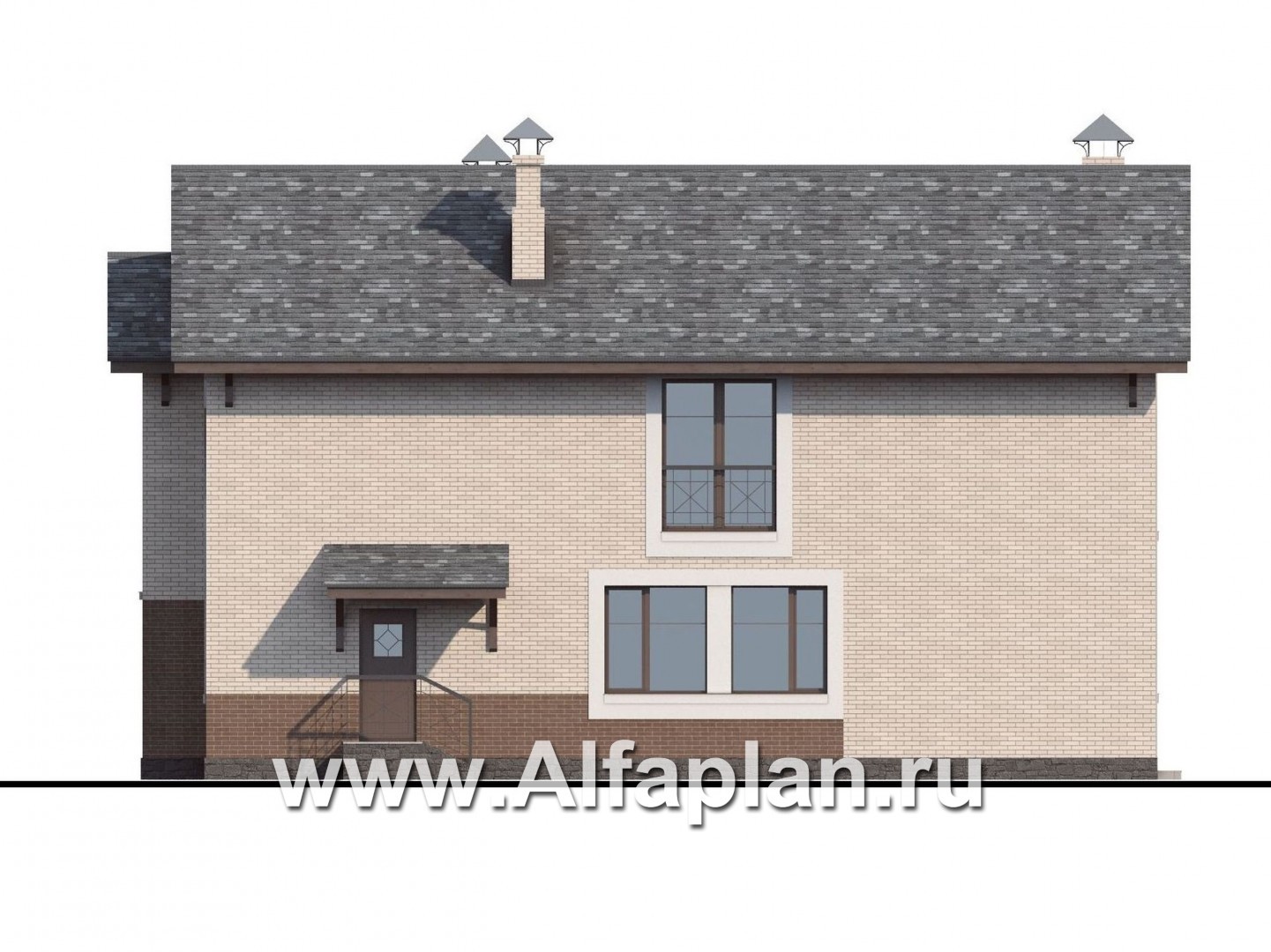 Проекты домов Альфаплан - «Флагман» - комфортабельный коттедж с бассейном и зоной spa - изображение фасада №2