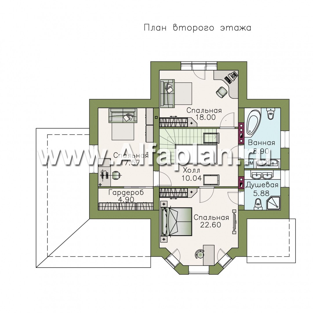 Проекты домов Альфаплан - «Клио» - классический коттедж с красивым эркером - план проекта №2