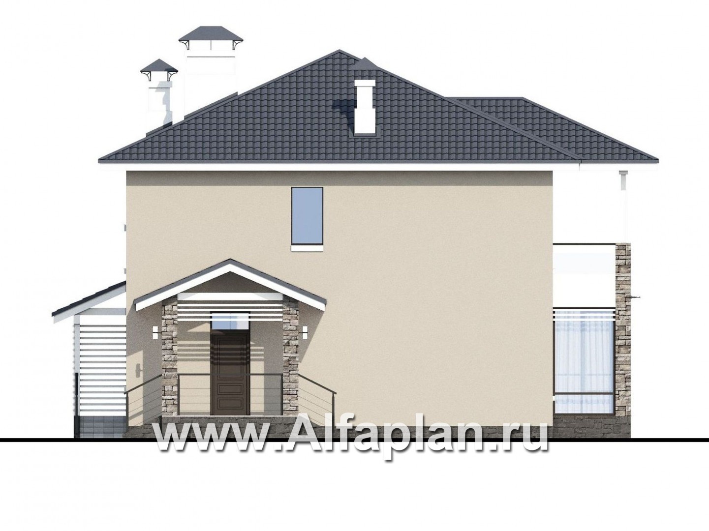 Проекты домов Альфаплан - «Belissimo» - современный двухэтажный дом с удобной верандой - изображение фасада №3