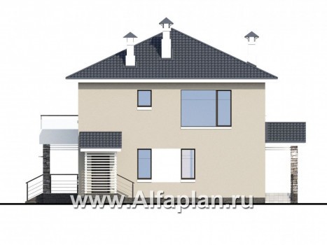 Проекты домов Альфаплан - «Belissimo» - современный двухэтажный дом с удобной верандой - превью фасада №4