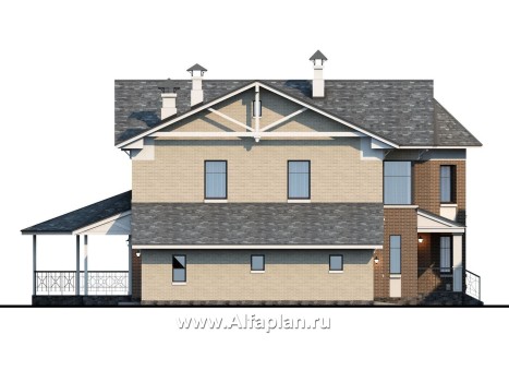 Проекты домов Альфаплан - «Clever» - классический коттедж с гаражом и террасой - превью фасада №3