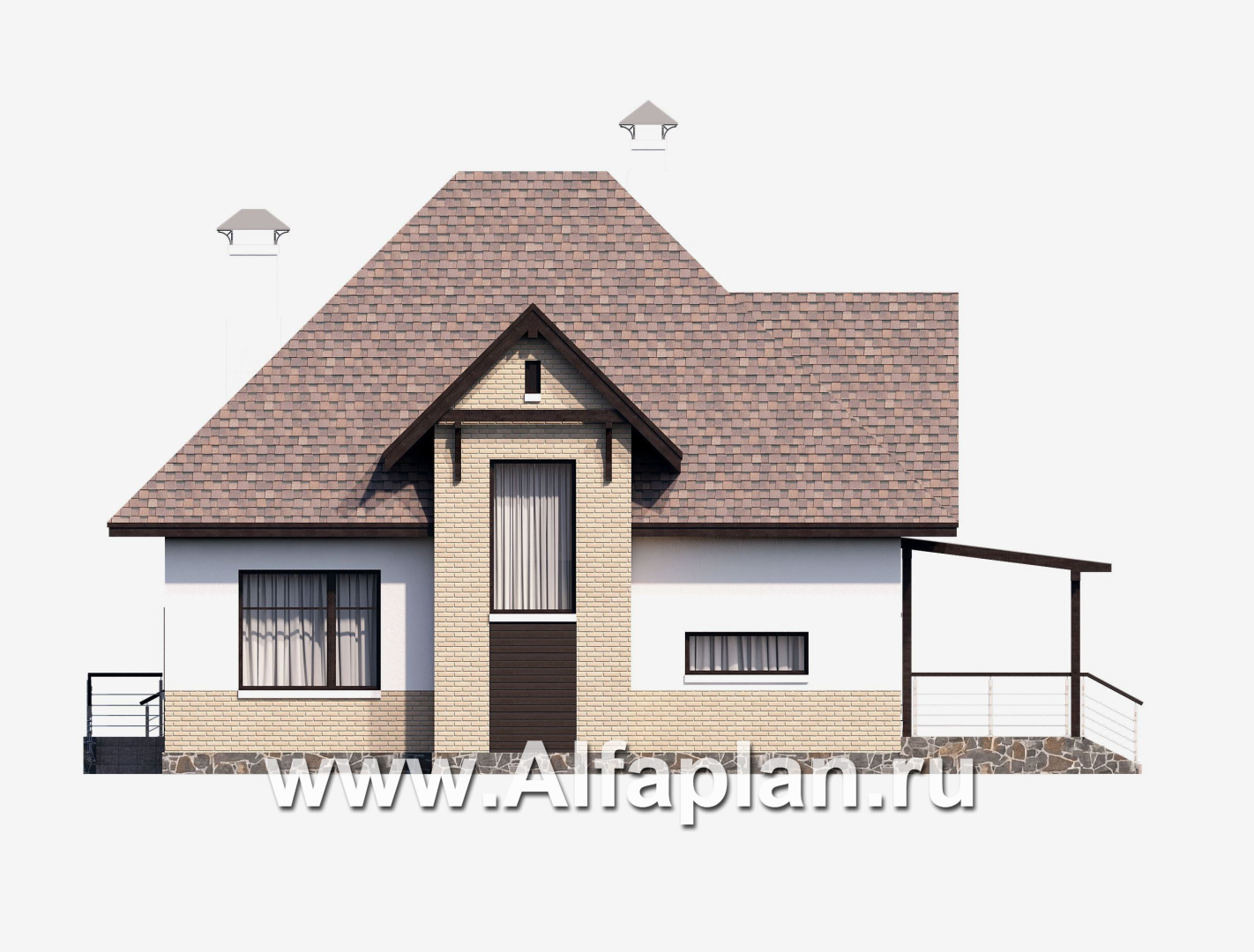 Проекты домов Альфаплан - «Домик в Коломне» - уютный дом с мансардой - изображение фасада №4